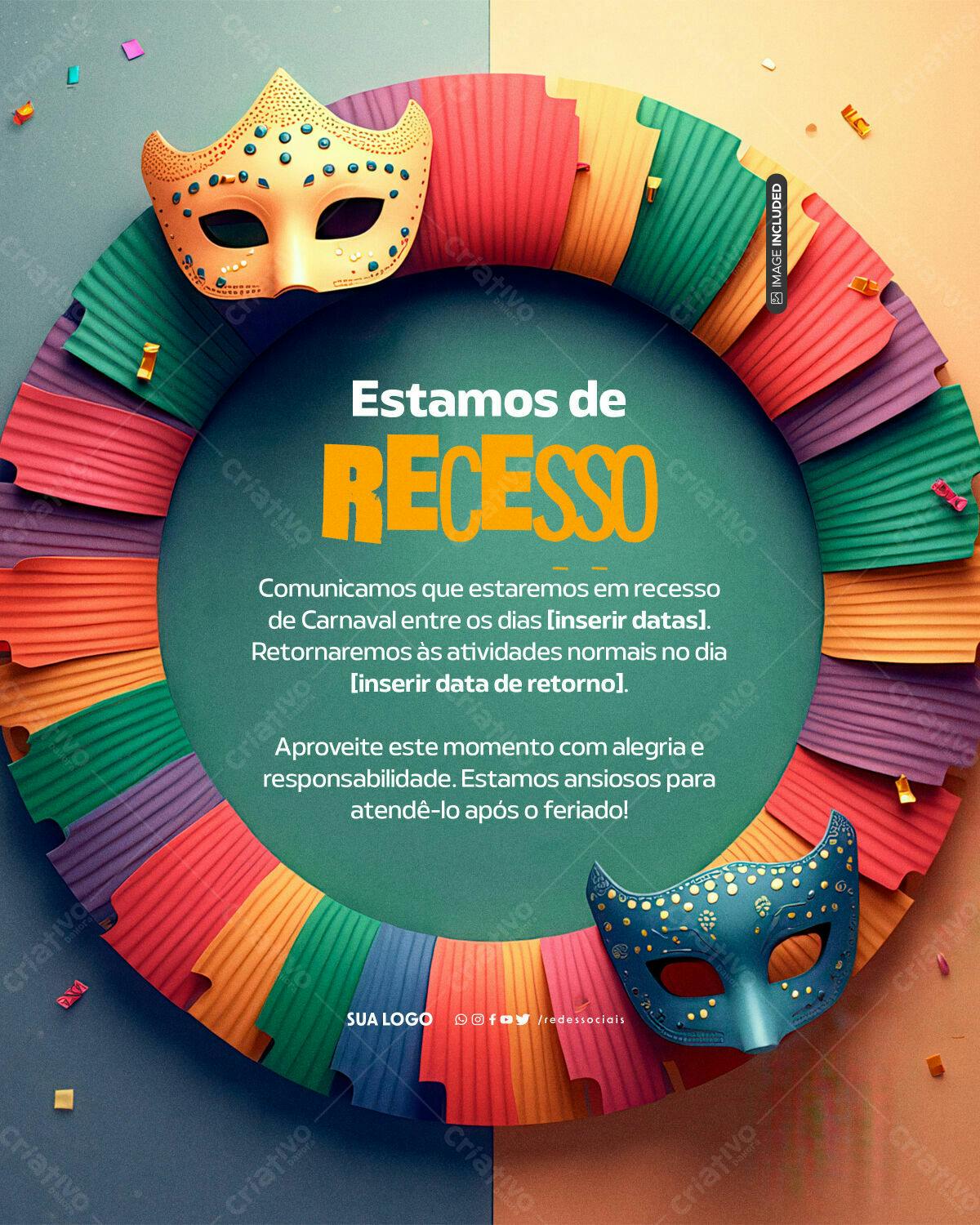 Flyer Recesso Carnaval PSD Editável