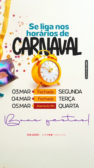 Story Recesso De Carnanaval Boas Festas