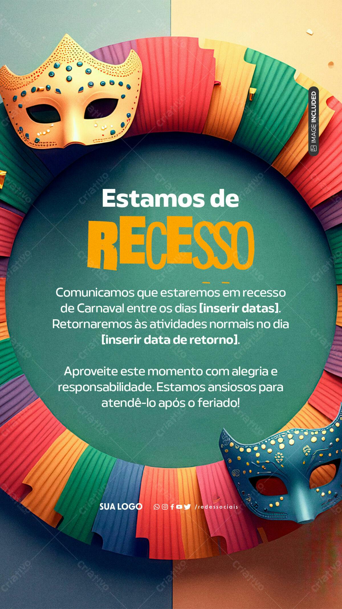 Flyer Recesso Carnaval PSD Editável