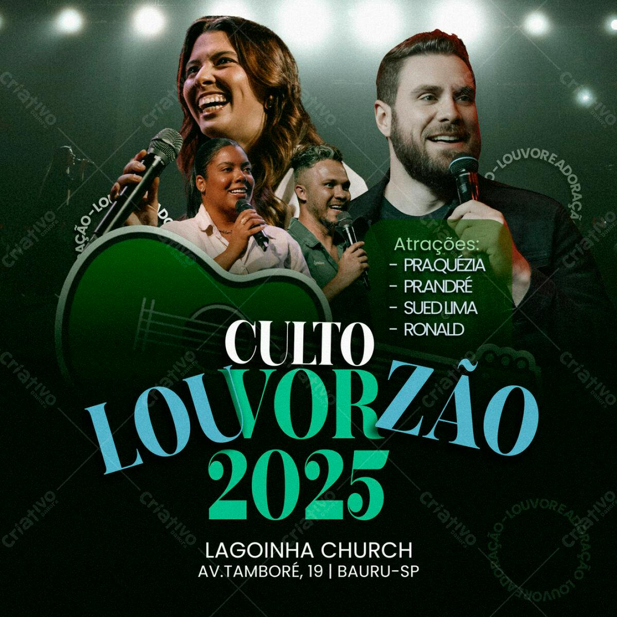 Flyer para Culto Louvorzão 2025 PSD Editável