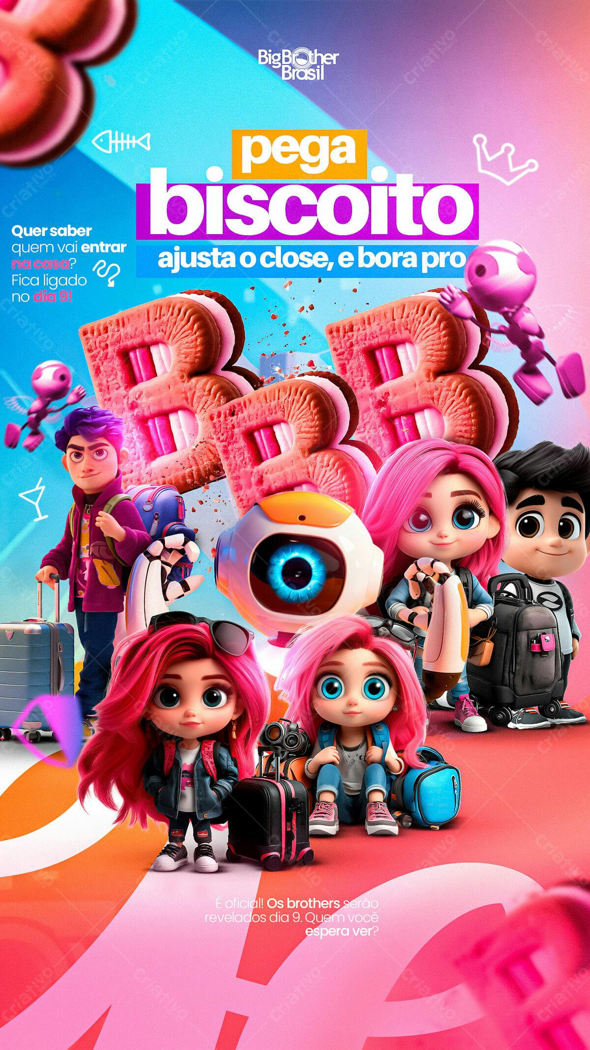 Flyer Big Brother Brasil Pega Biscoito PSD Editável