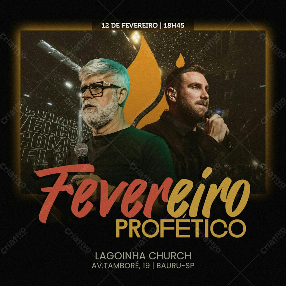 Fevereiro Profético Pr.andré Fernandes E Pr. Claudio Duarte Lagoinha Alphavile Culto Evangélico Gospel Cartaz Flyer