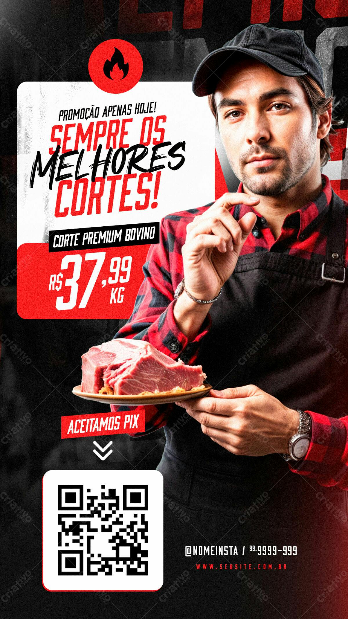 Flyer Promoção Churrascaria PSD Editável