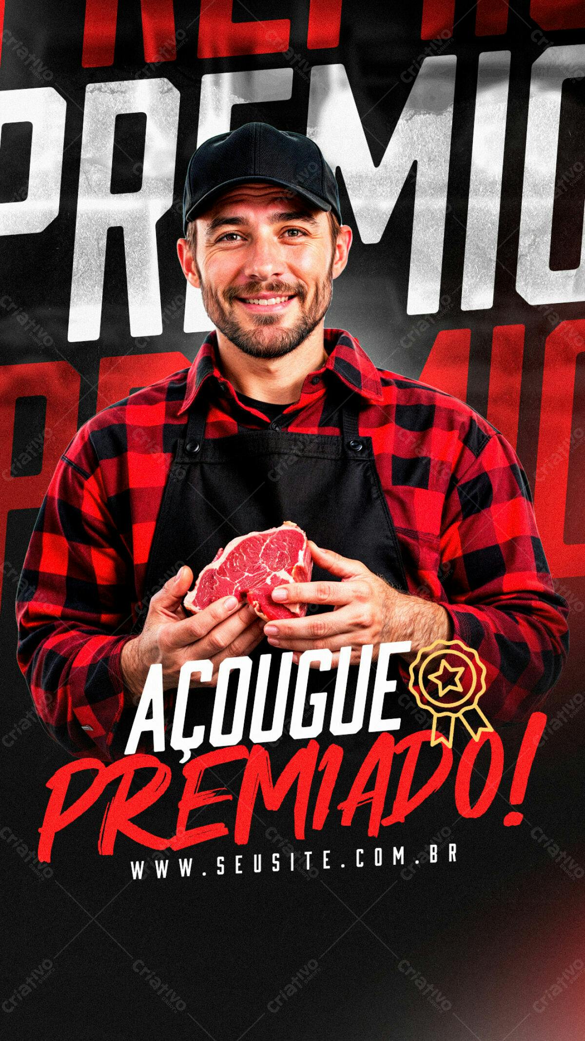 Material de Marketing para Açougue Premiado PSD Editável