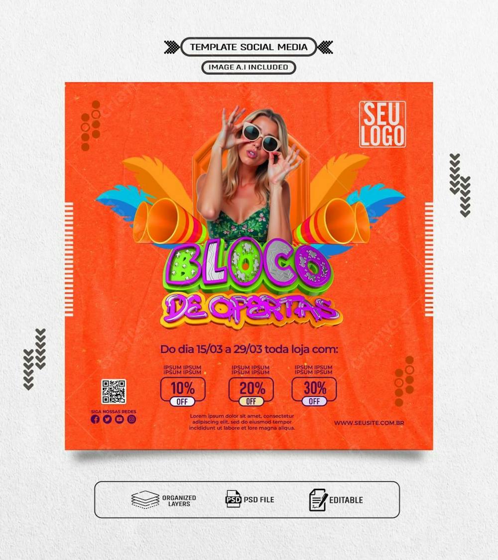 Feed Psd Editável Bloco de Ofertas Tons Alaranjado