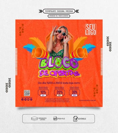 Feed Psd Editável Bloco de Ofertas Tons Alaranjado