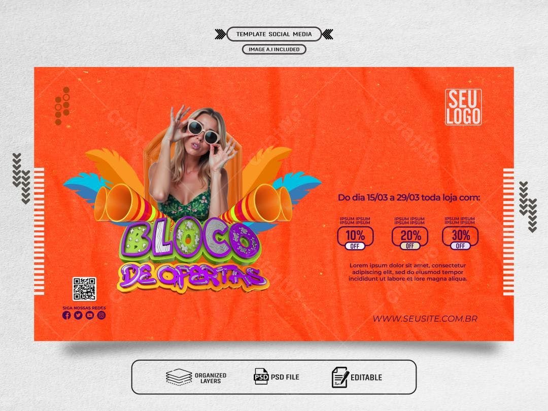 Flyer para Bloco de Ofertas PSD Editável