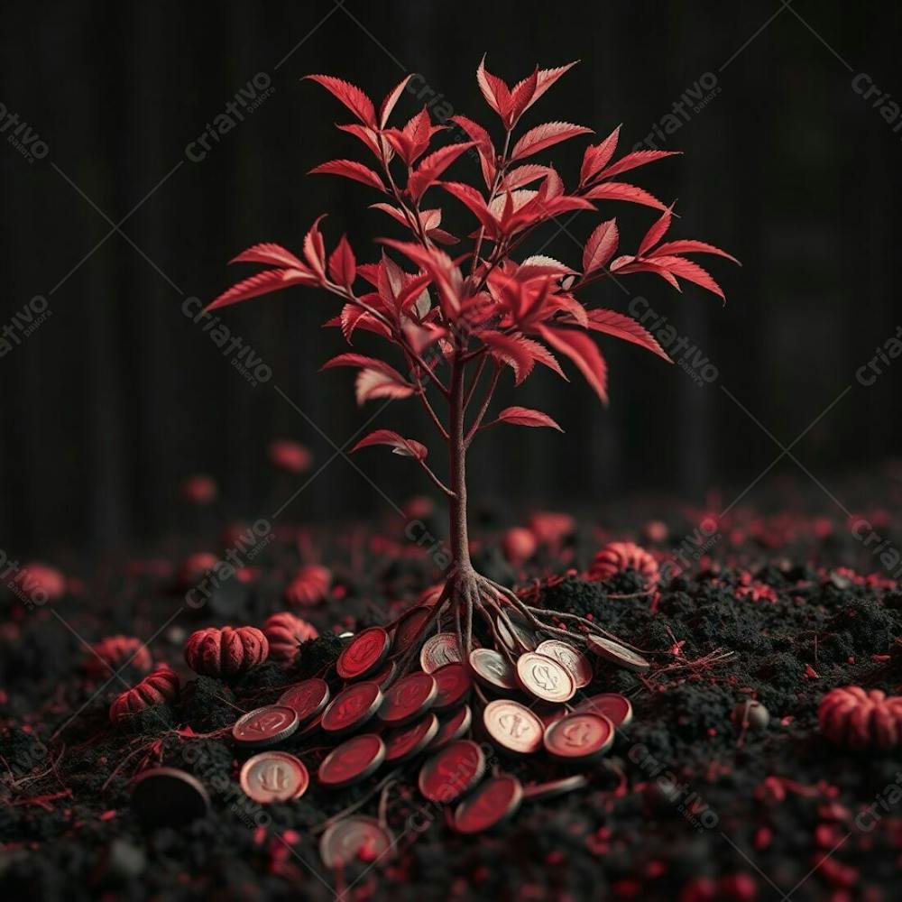 Arvore De Dinheiro, Planta Com Dinheiro Bitcoin, Real Dólar, Ilustração Semente De Dinheiro Dizimo E Oferta