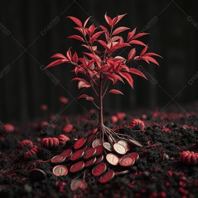 Arvore De Dinheiro, Planta Com Dinheiro Bitcoin, Real Dólar, Ilustração Semente De Dinheiro Dizimo E Oferta
