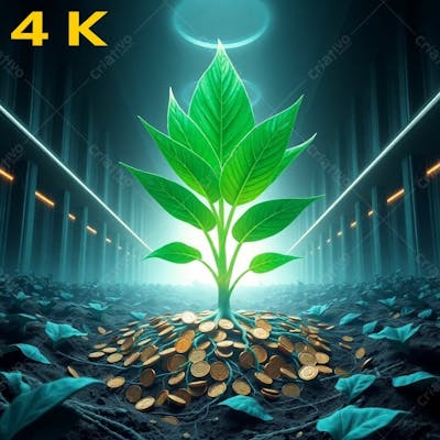 Arvore De Dinheiro, Planta Com Dinheiro Bitcoin, Real Dólar, Ilustração Semente De Dinheiro Dizimo E Oferta