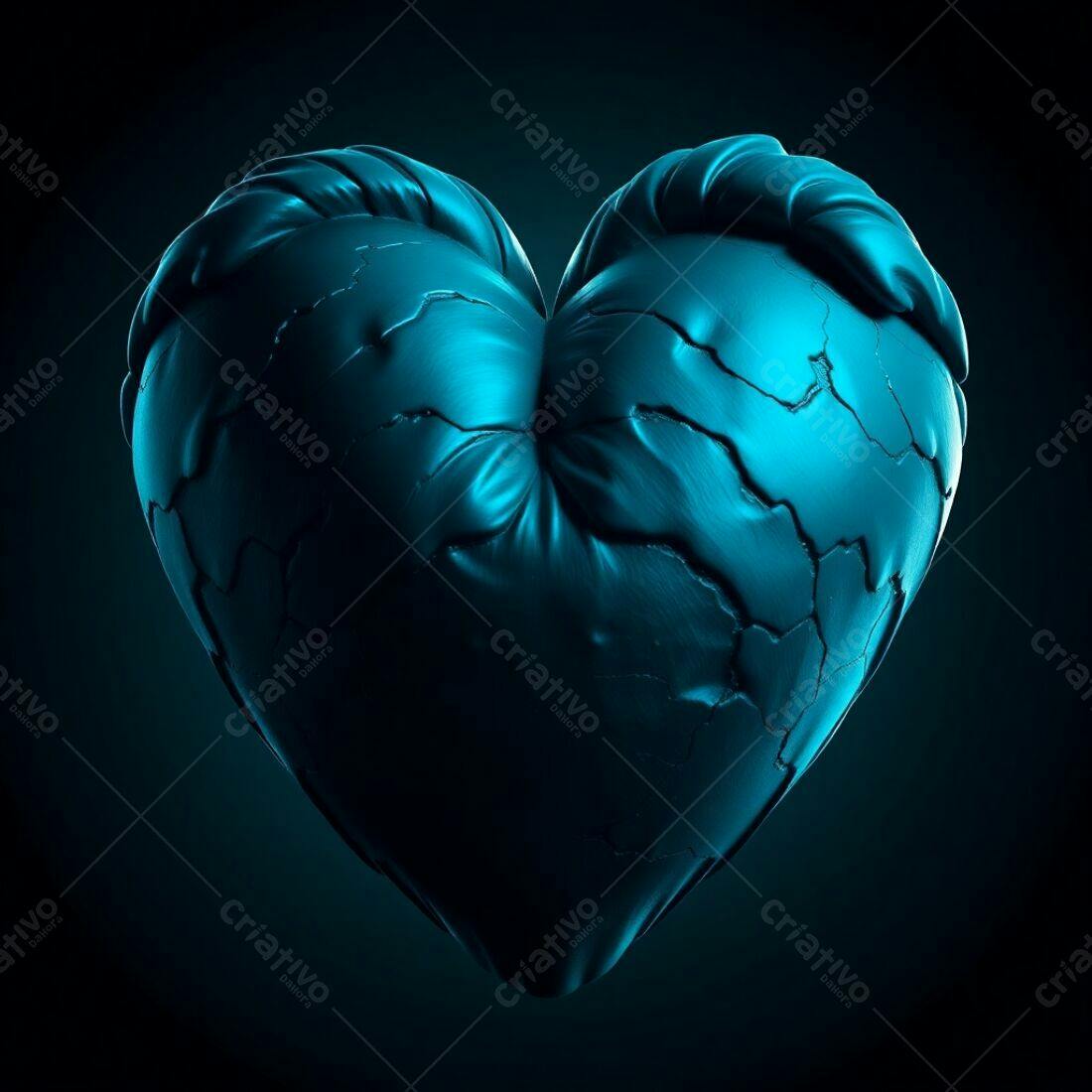 Coração rachado azul texturado