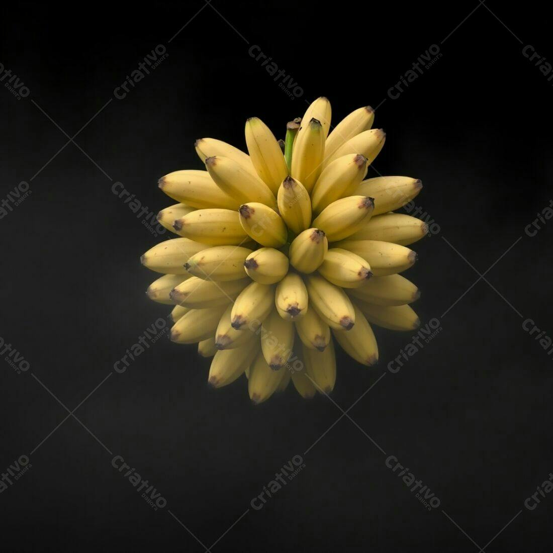 Cacho de bananas amarelas fundo preto