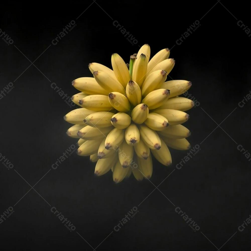 Realistic Image Of A Banana Bunch Against A Black Background, Thick Fog, Natural Earth Tones, Browns, Beiges, Muted Colors, Low Visibility