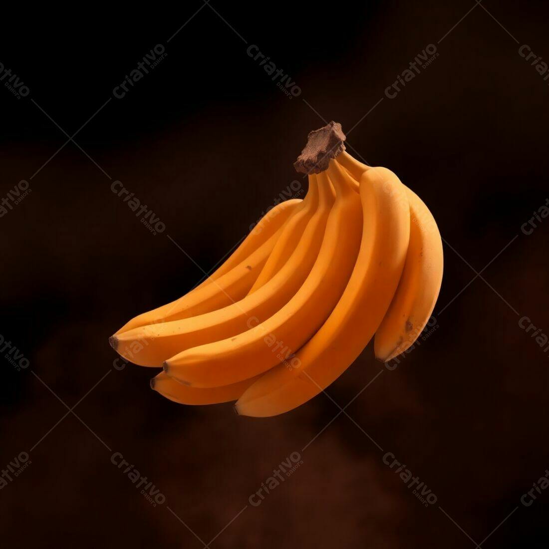 Bananas maduras em cacho sobre fundo escuro