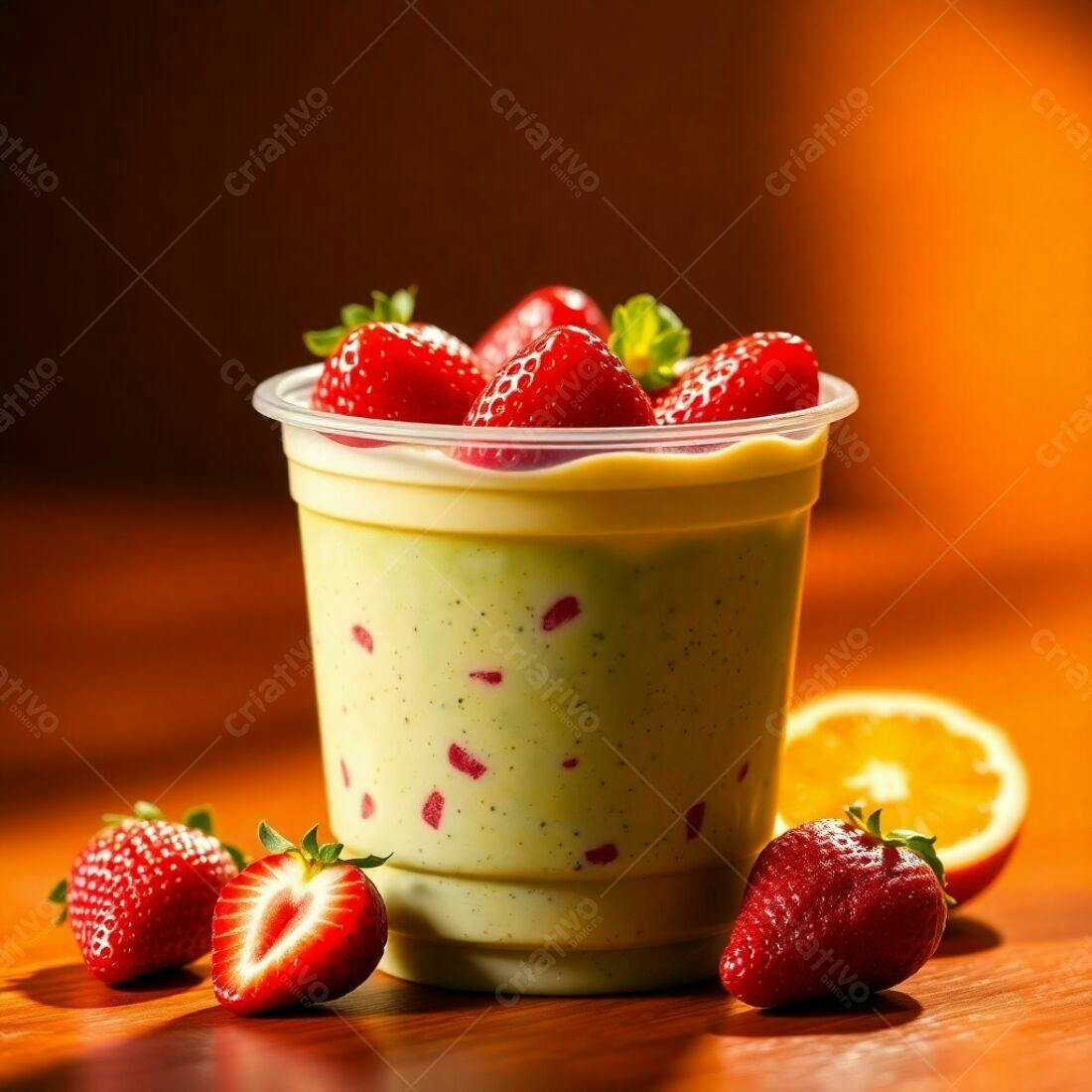 Suco Verde com Morangos Frescos