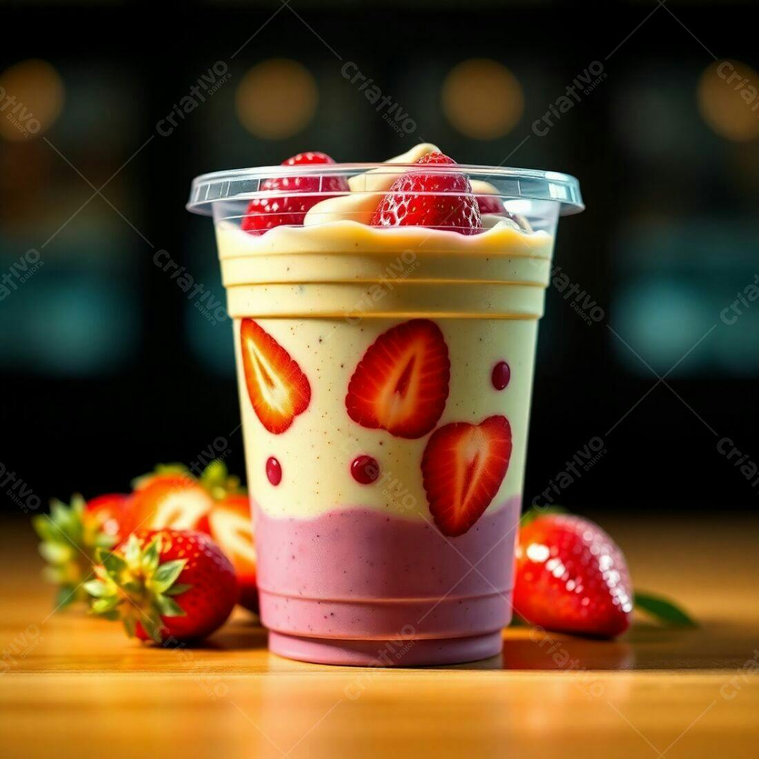 Smoothie de morango em camadas cremoso
