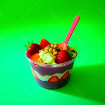 Imagem Realista De Um Copo De Açai E Cupuaçu Foto