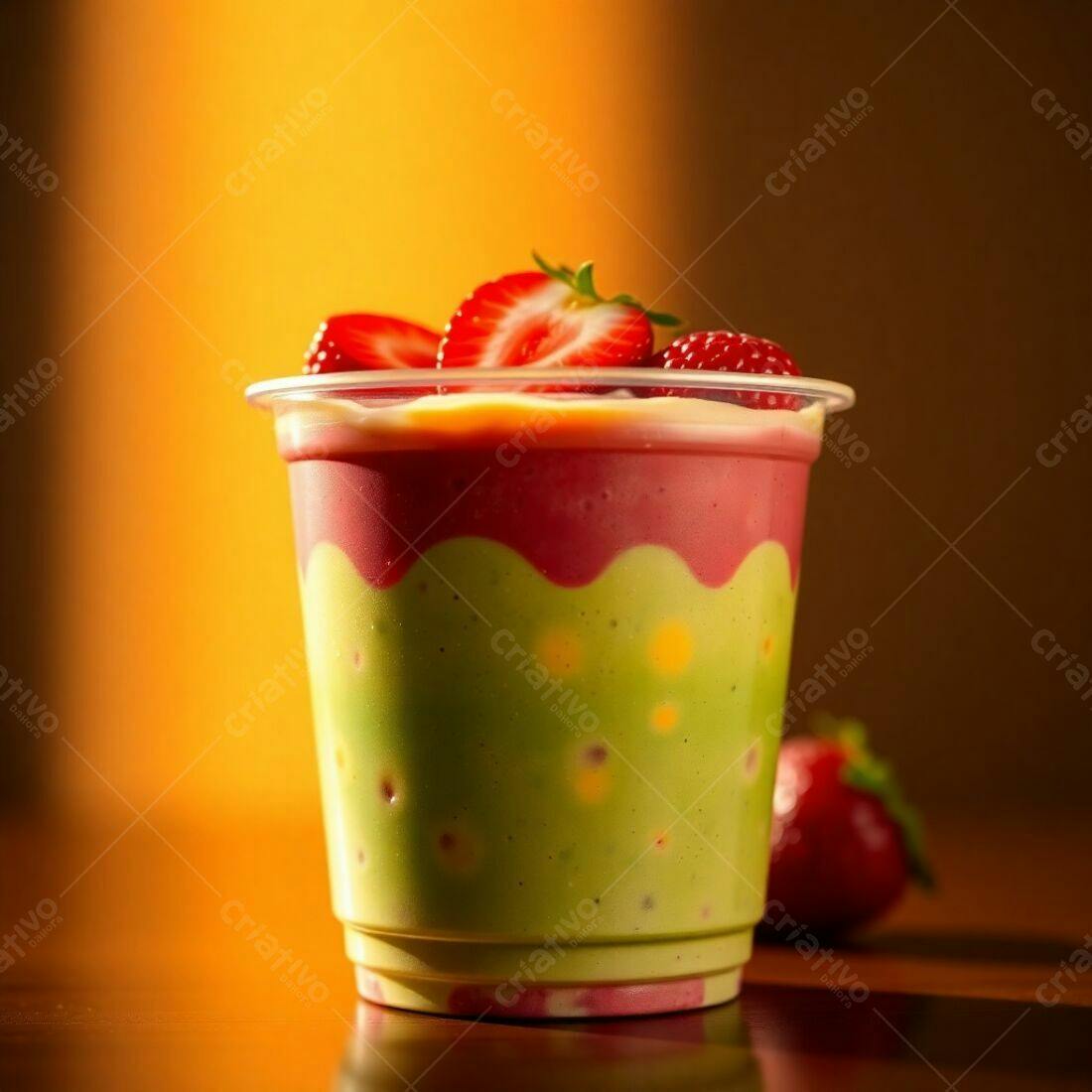Suco Verde e Rosa com Morangos