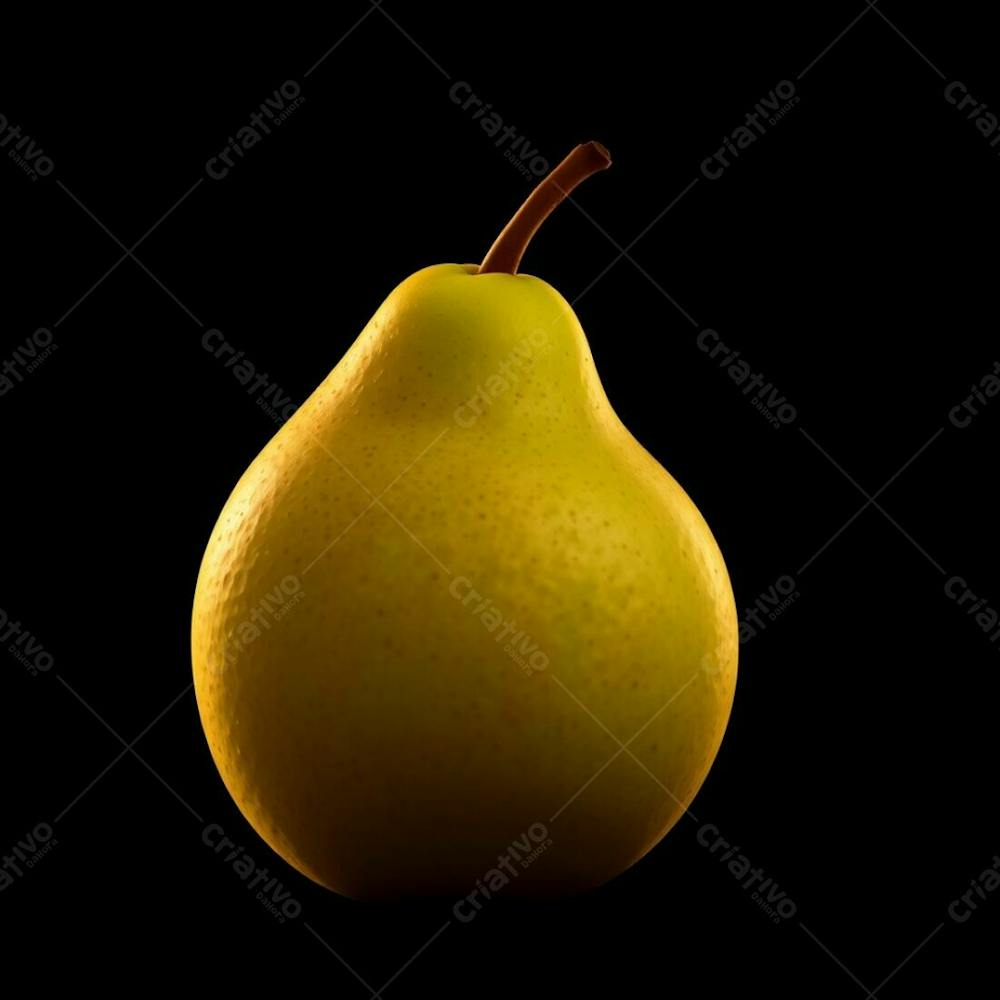 High Contrast Photorealistic Image Of A Single, Inviting Green Pear. Warm, Dramatic Lighting Creates Tension, Set Against A Black Background With Complementary Red, Orange, And Yellow Highlights