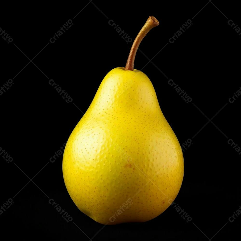 Highly Detailed Photorealistic Rendering Of A Single, Enticing Green Pear. Intense, Warm Lighting And A Black Background Create High Contrast, With Accents Of Red, Orange, And Yellow. Emphasis On The Pear&#39;S J