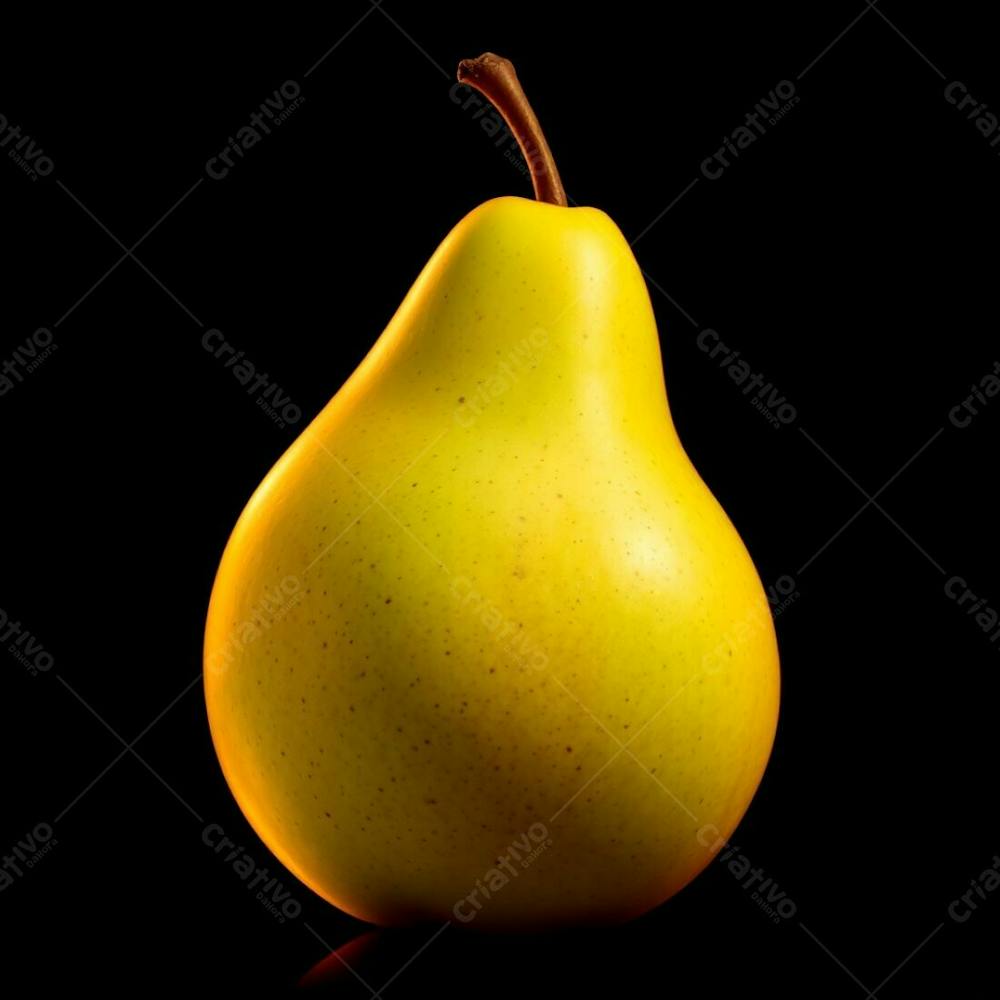 Photorealistic Image Of A Vibrant Green Pear, Alluring And Inviting, Set Against A Black Background. Intense Dramatic Lighting With Warm Tones, Reds, Oranges, And Yellows, High Contrast, Creating Visual Tensi