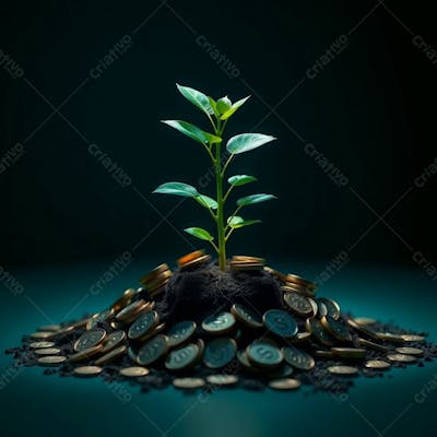 Arvore De Dinheiro, Planta Com Dinheiro Bitcoin, Real Dólar, Ilustração Semente De Dinheiro Dizimo E Oferta