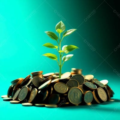 Arvore De Dinheiro, Planta Com Dinheiro Bitcoin, Real Dólar, Ilustração Semente De Dinheiro Dizimo E Oferta