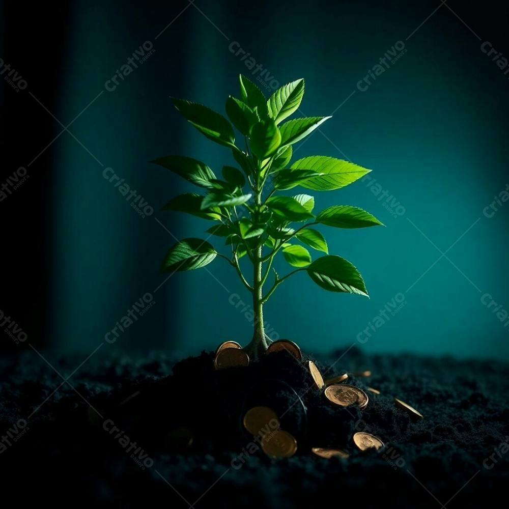 Arvore De Dinheiro, Planta Com Dinheiro Bitcoin, Real Dólar, Ilustração Semente De Dinheiro Dizimo E Oferta