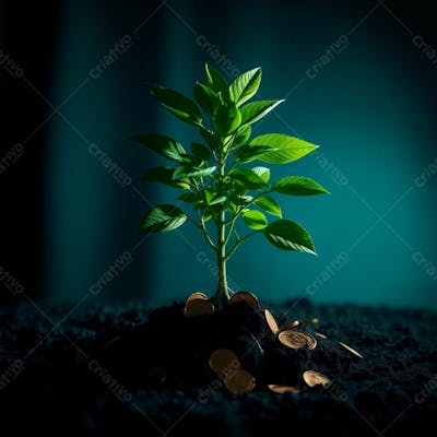 Arvore De Dinheiro, Planta Com Dinheiro Bitcoin, Real Dólar, Ilustração Semente De Dinheiro Dizimo E Oferta