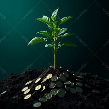 Arvore De Dinheiro, Planta Com Dinheiro Bitcoin, Real Dólar, Ilustração Semente De Dinheiro Dizimo E Oferta