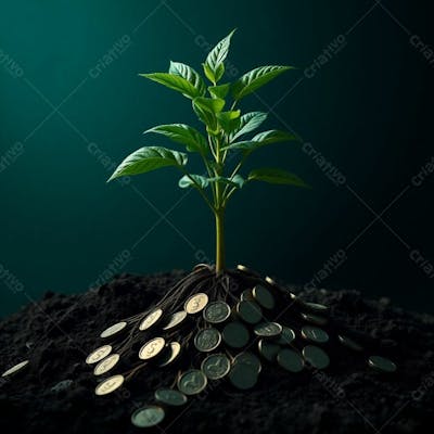 Arvore De Dinheiro, Planta Com Dinheiro Bitcoin, Real Dólar, Ilustração Semente De Dinheiro Dizimo E Oferta