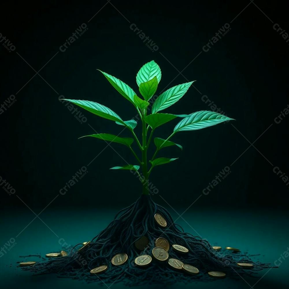 Arvore De Dinheiro, Planta Com Dinheiro Bitcoin, Real Dólar, Ilustração Semente De Dinheiro Dizimo E Oferta