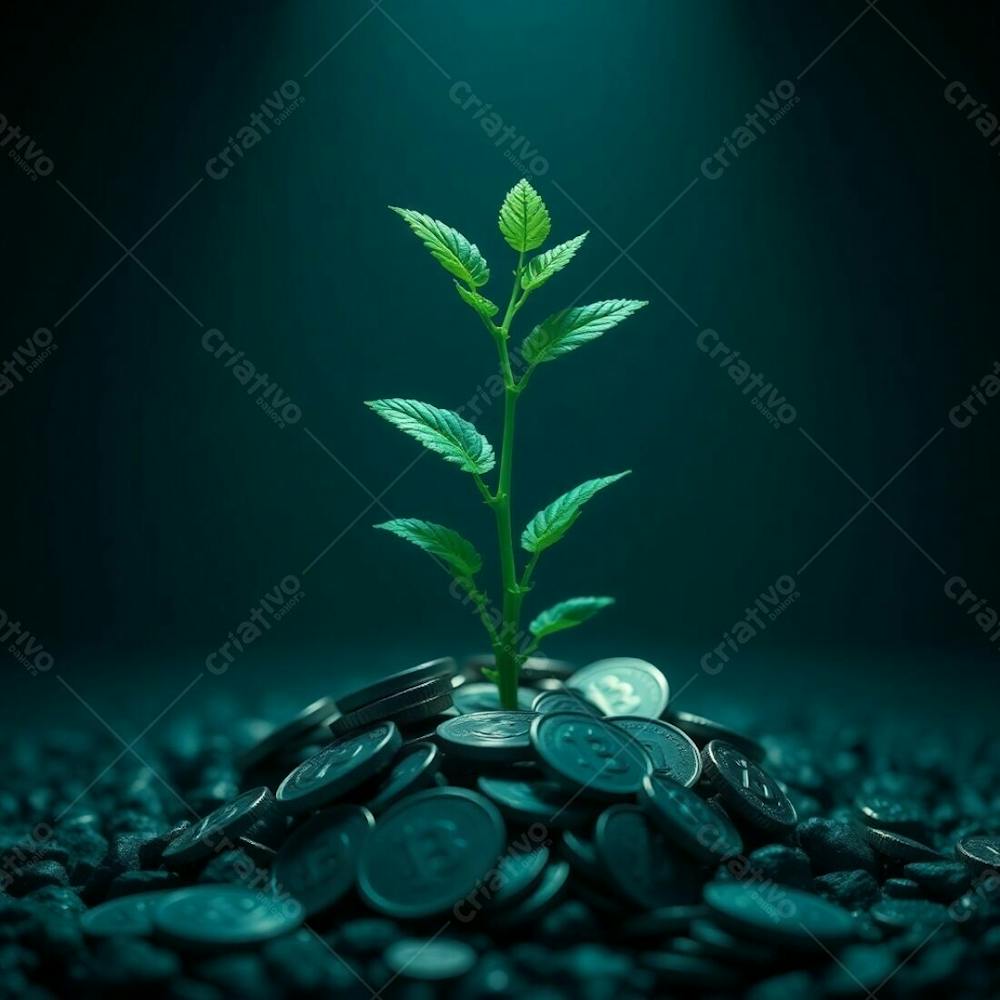 Arvore De Dinheiro, Planta Com Dinheiro Bitcoin, Real Dólar, Ilustração Semente De Dinheiro Dizimo E Oferta