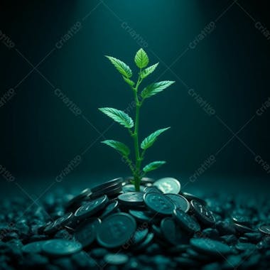 Arvore De Dinheiro, Planta Com Dinheiro Bitcoin, Real Dólar, Ilustração Semente De Dinheiro Dizimo E Oferta