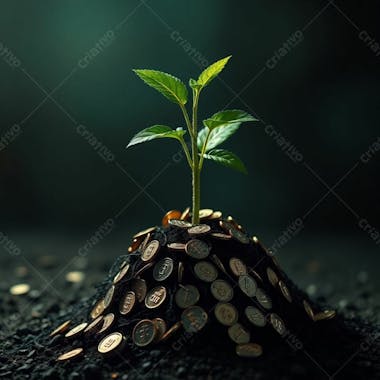 Arvore De Dinheiro, Planta Com Dinheiro Bitcoin, Real Dólar, Ilustração Semente De Dinheiro Dizimo E Oferta