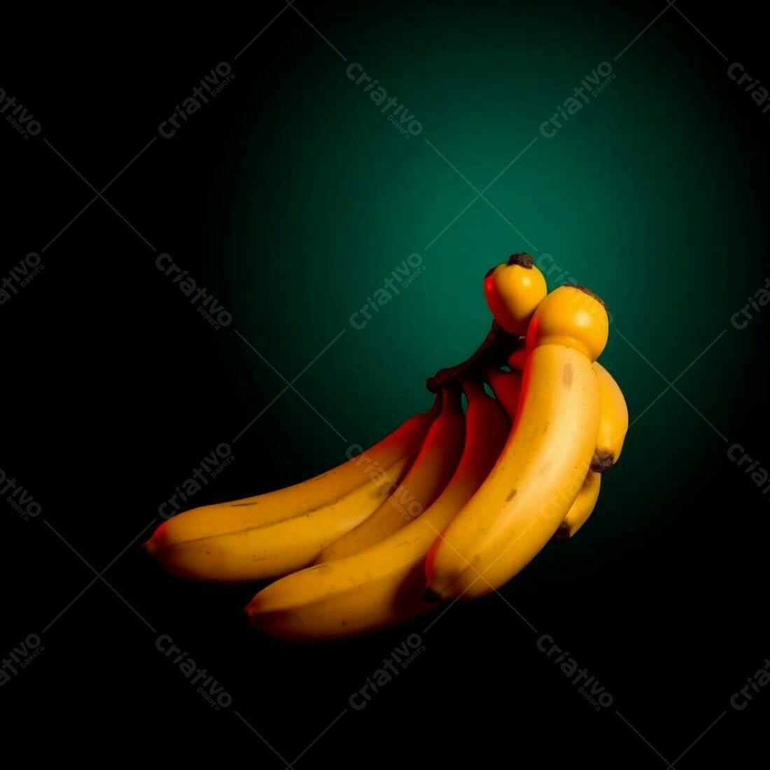 Bananas amarelas em fundo escuro