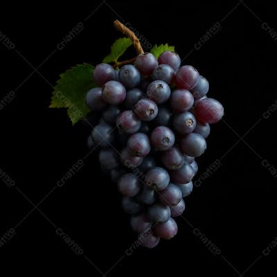 Imagem Realista De Um Cacho De Uva Com Fundo Preto
