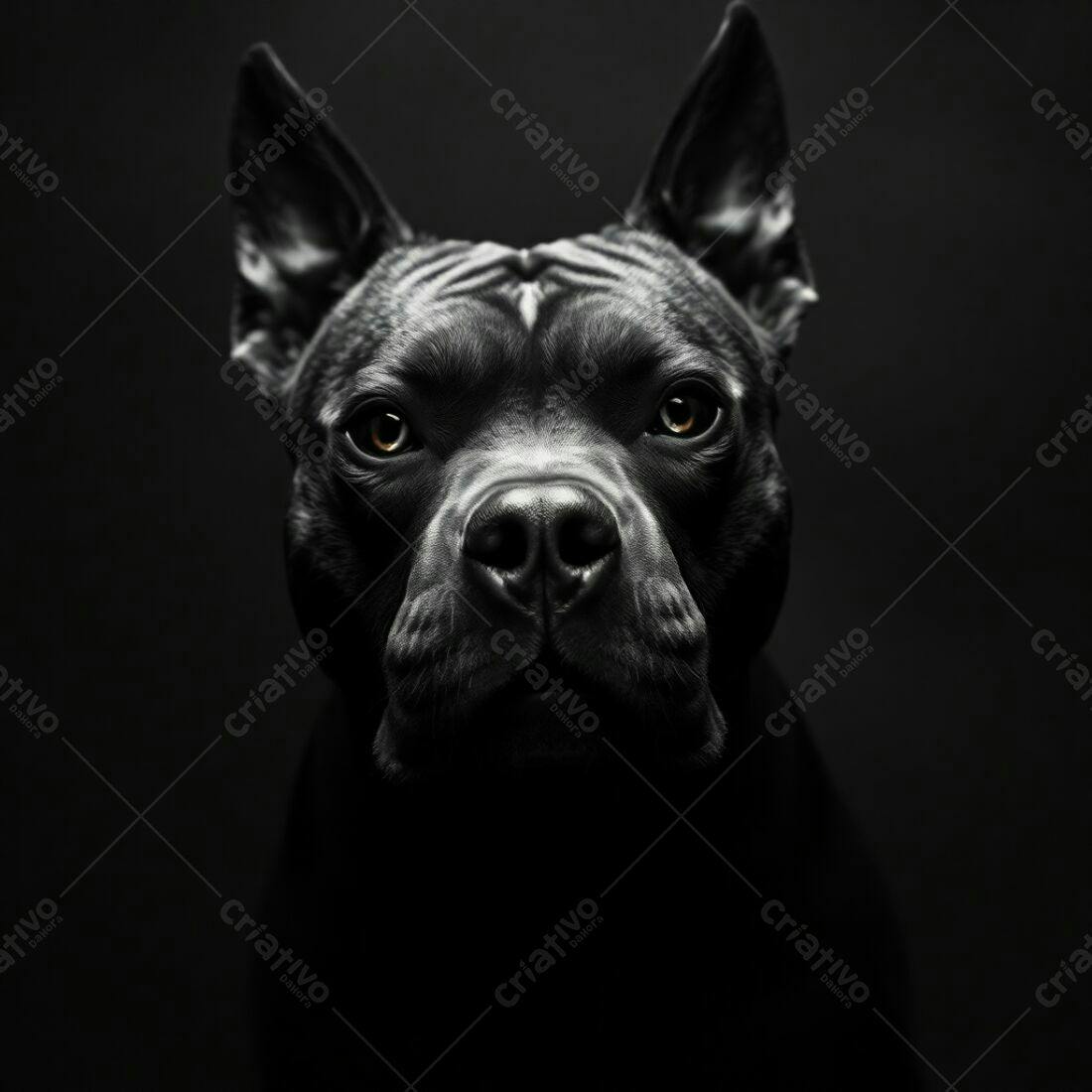 Pitbull Preto Olhos Amarelos Fotografia Estúdio