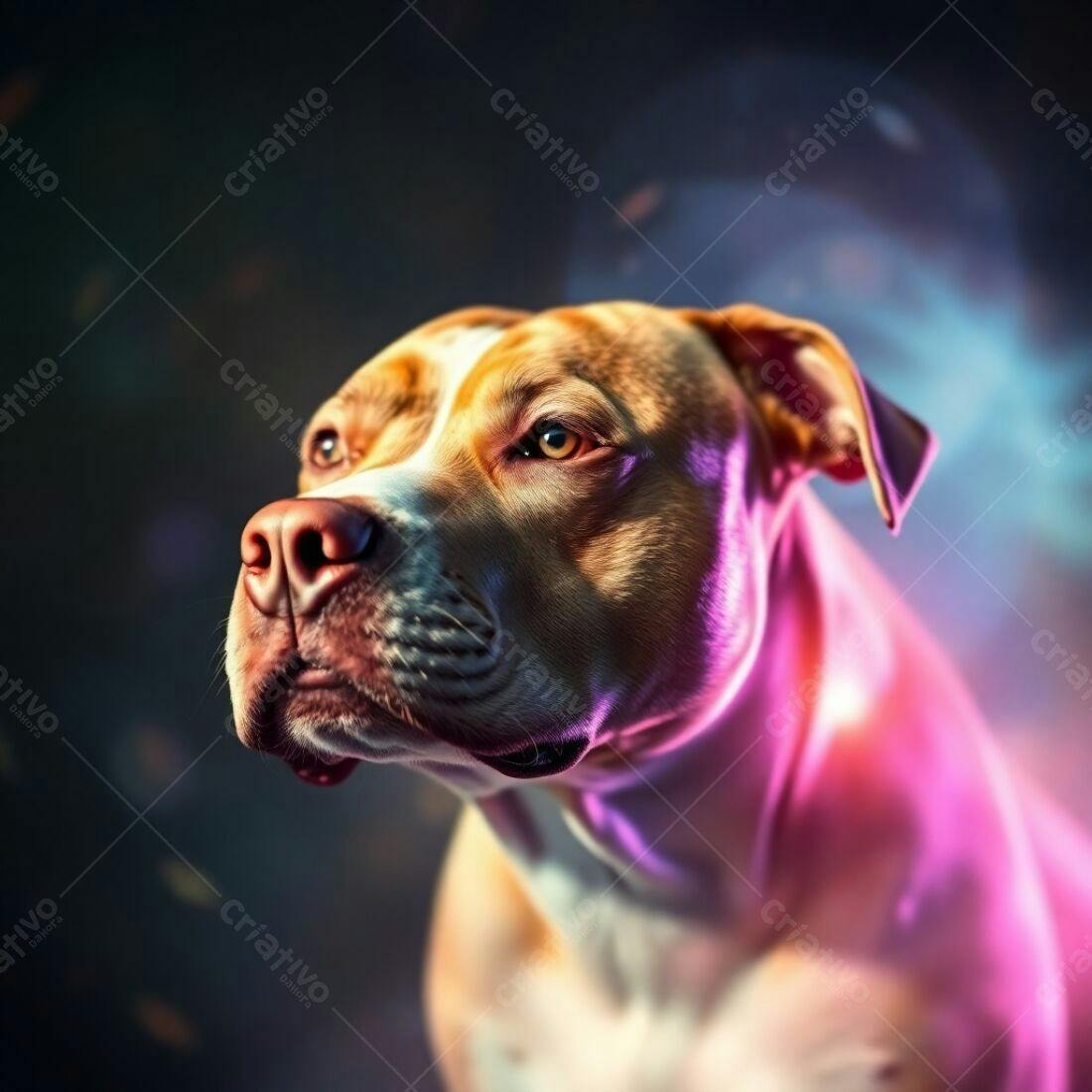 Pitbull iluminado tons rosa e azul