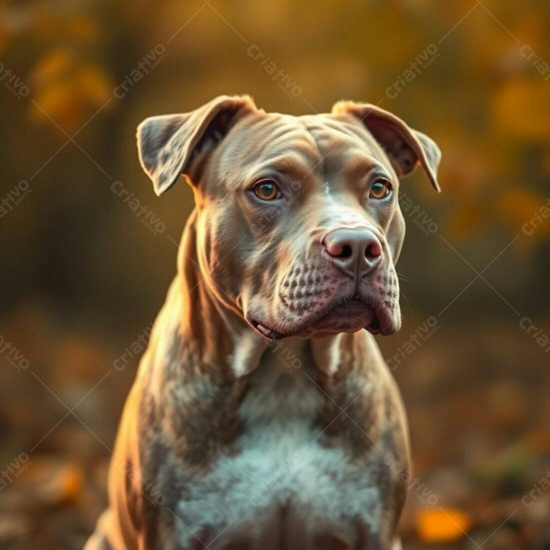 Pitbull Marrom em Bosque Outonal