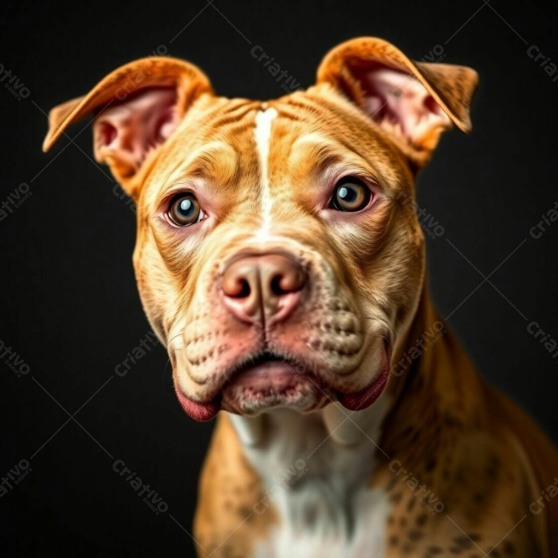 Pitbull vermelho retrato fundo escuro