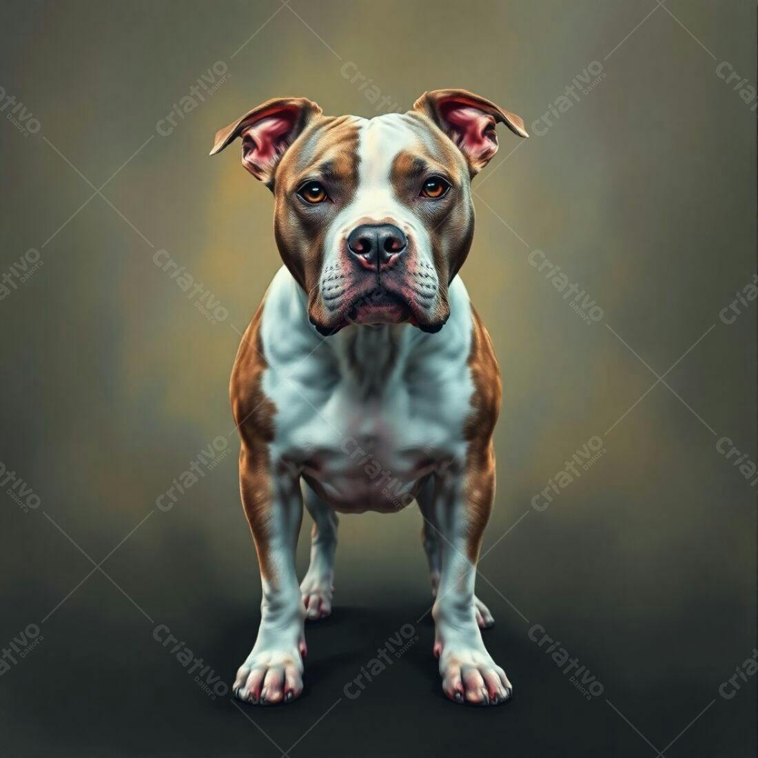 Pitbull Marrom e Branco em Fotografia de Estúdio