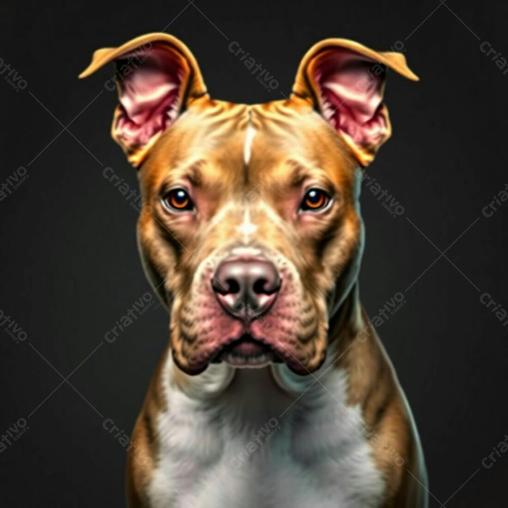 Photorealistic Pitbull Portrait, Electric Color Palette, Emphasizing Elegance And Refinement, Showcasing Its Graceful Physique And Subtly Detailed Features