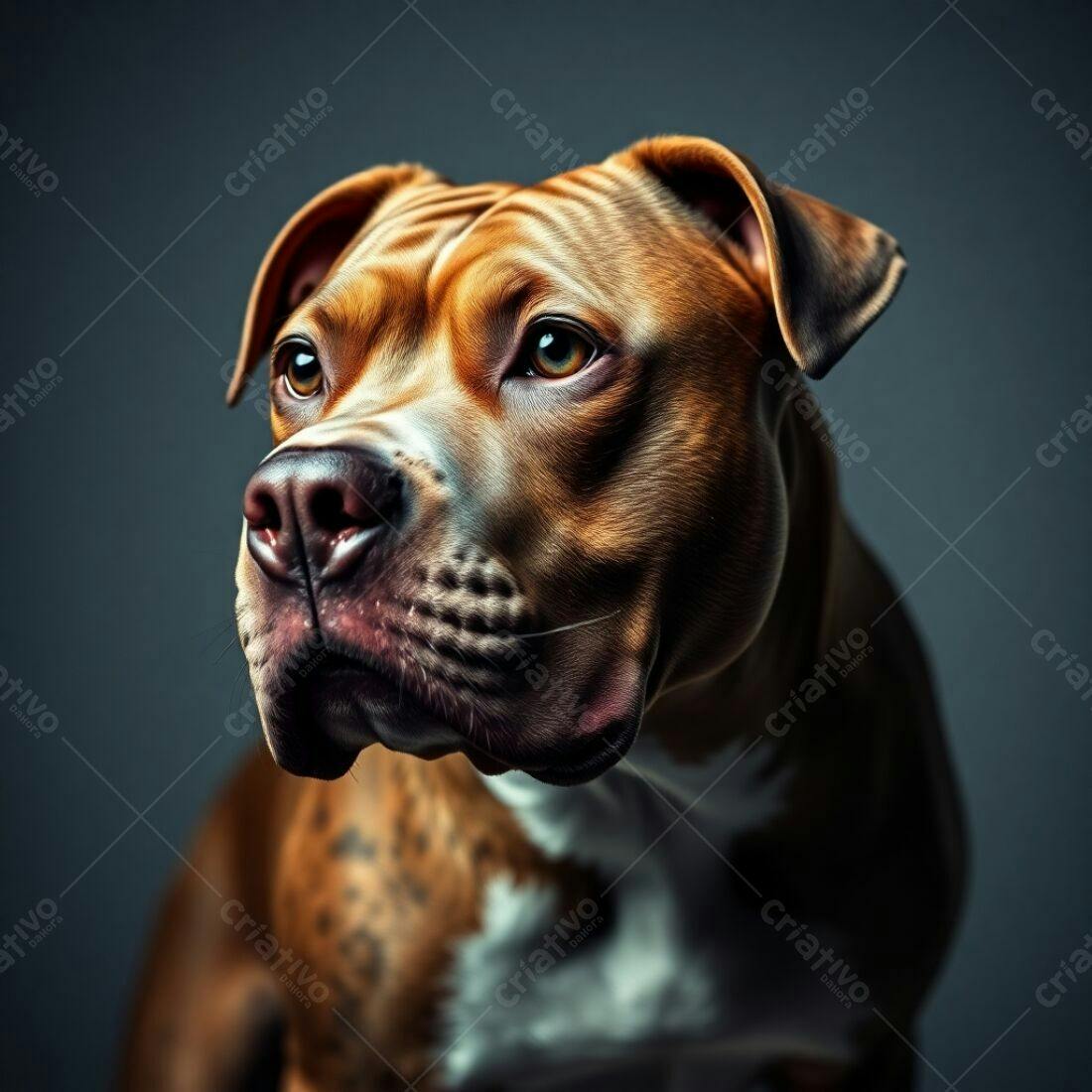 Pitbull marrom e branco retrato estúdio