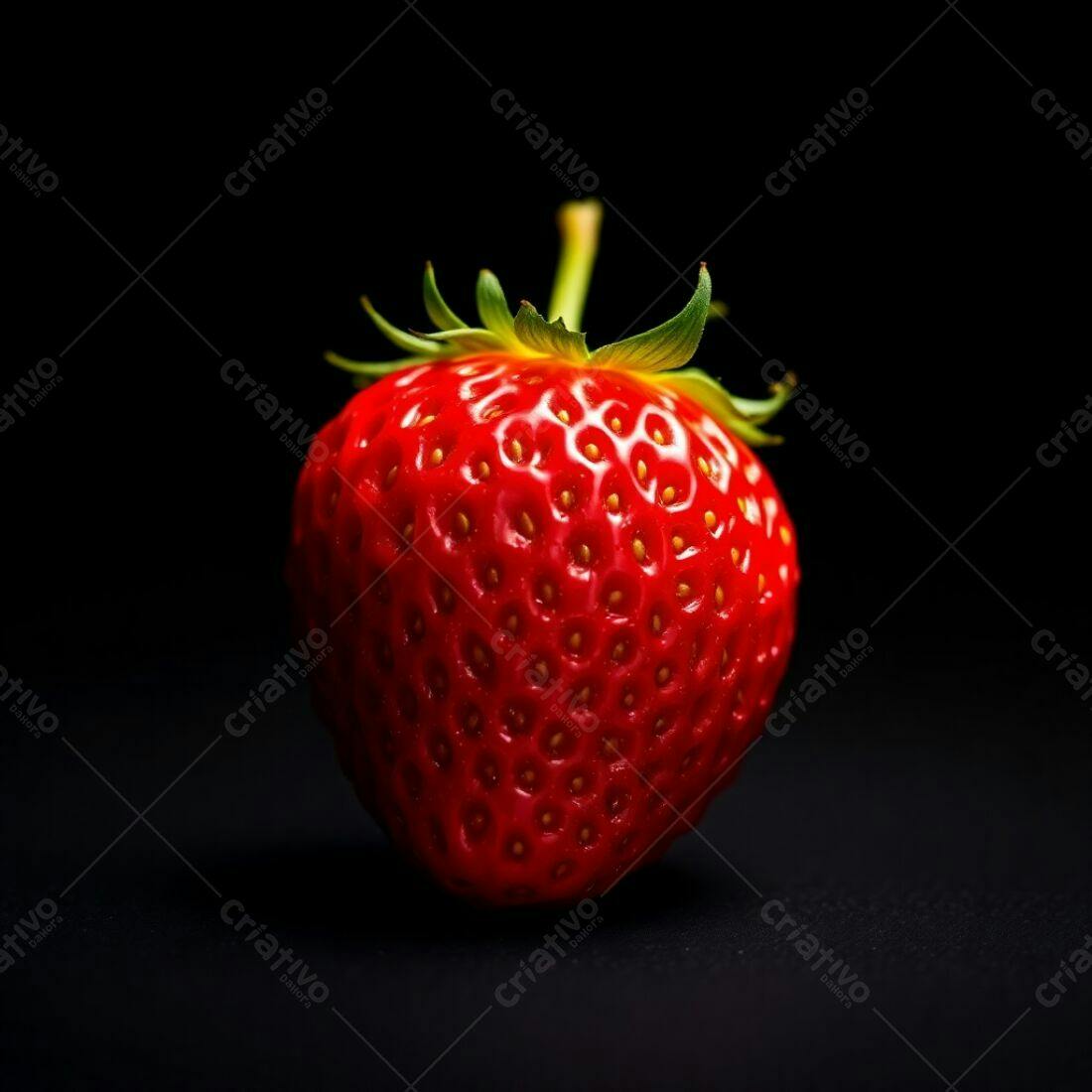 Morango vermelho sobre fundo preto