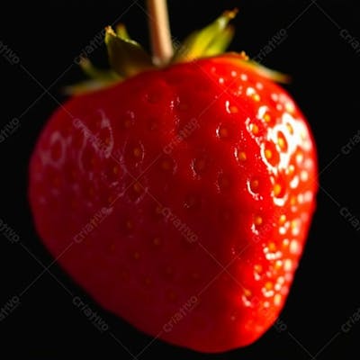 Imagem De Um Morango Realista Com Fundo Preto
