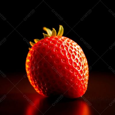 Imagem De Um Morango Realista Com Fundo Preto