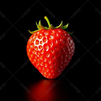 Imagem De Um Morango Realista Com Fundo Preto