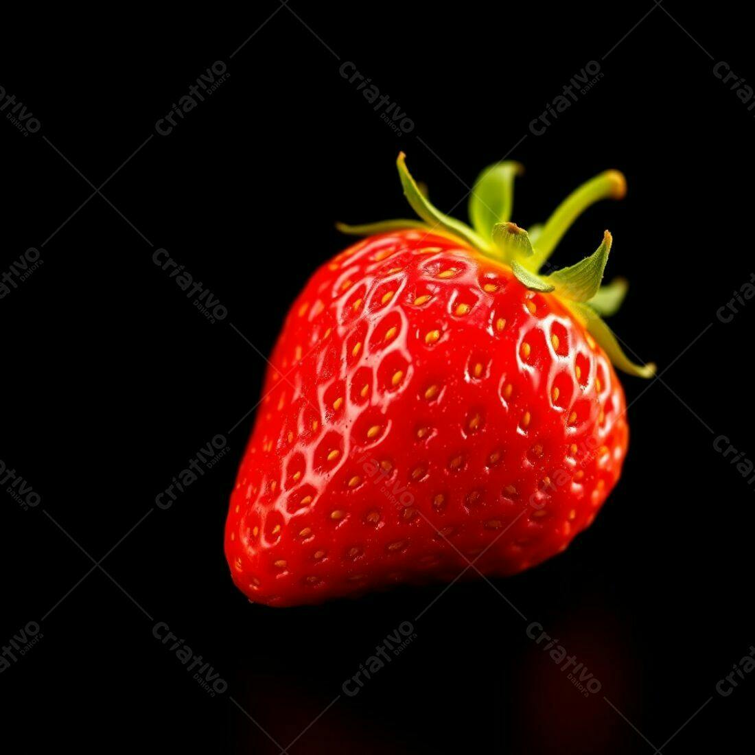 Morango vermelho suculento sobre fundo preto