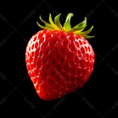 Imagem De Um Morango Realista Com Fundo Preto